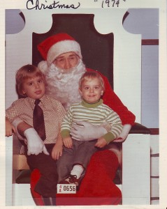 Paul and his brother Mike visiting Santa (1974)
