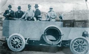 This is an armored car used against the striking coal miners at the Ludlow Massacre by Baldwin-Felts Detective Agency. 