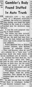 The Murder of William "Action" Jackson Newspaper Clipping
